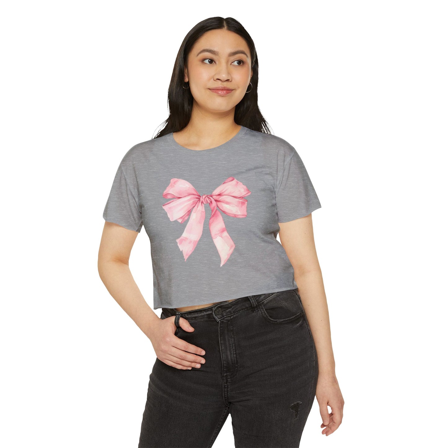 Pink Bow cropped t-shirt