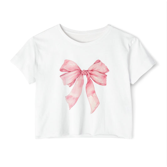 Pink Bow cropped t-shirt