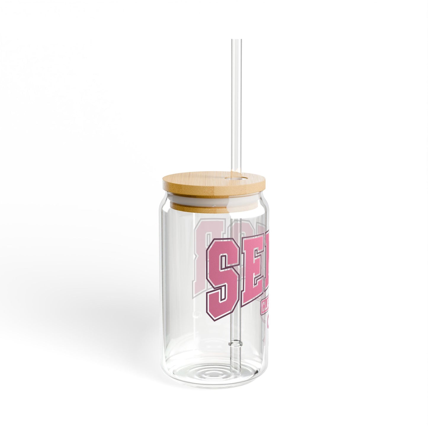 Glass Tumbler Senior 2025 Pink Bow 16oz