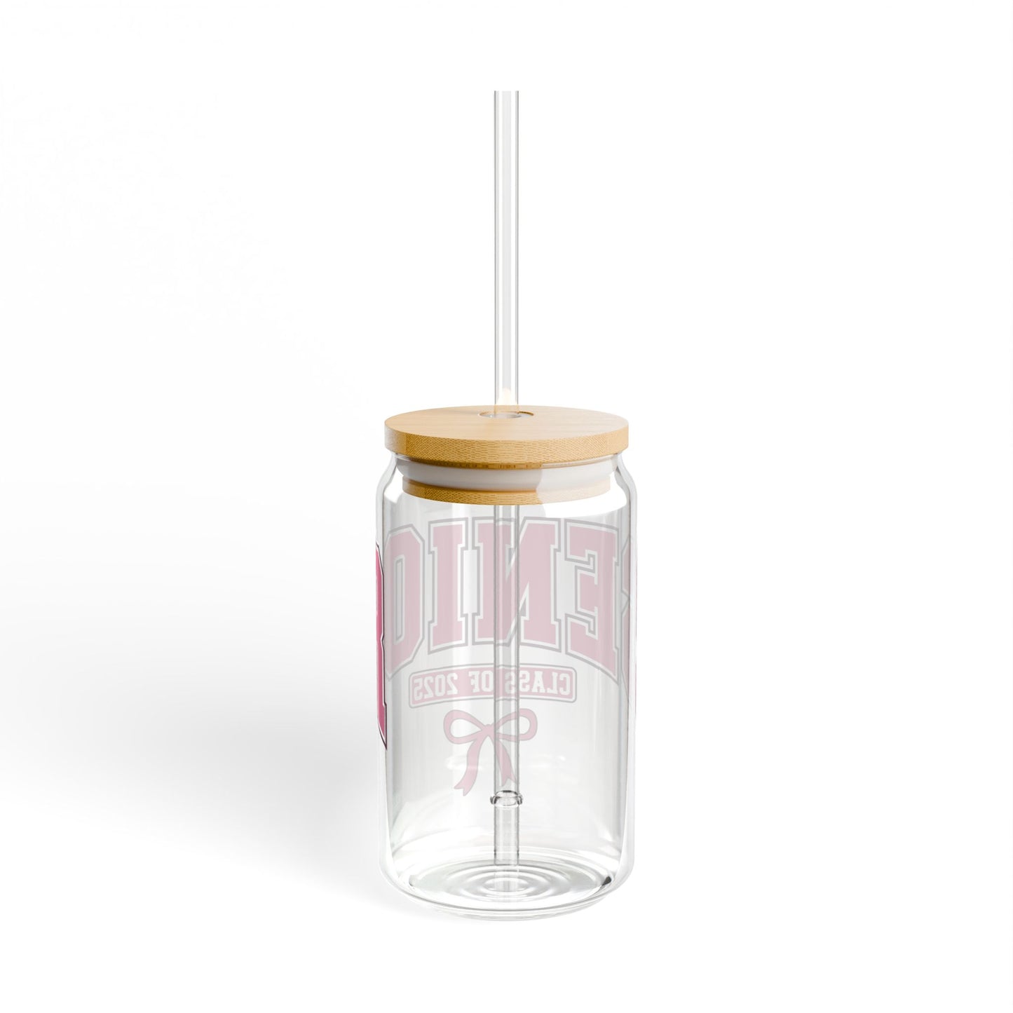 Glass Tumbler Senior 2025 Pink Bow 16oz