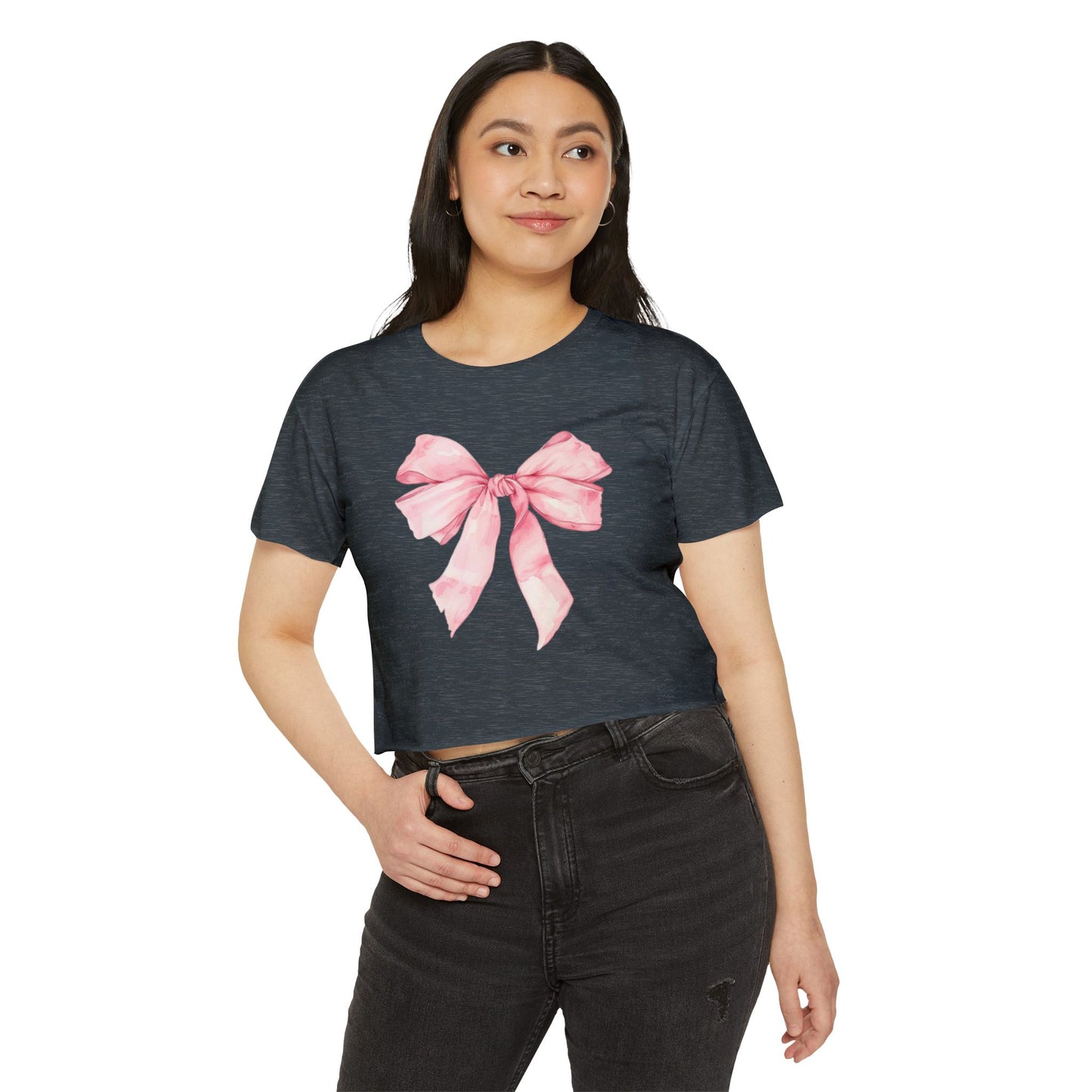 Pink Bow cropped t-shirt