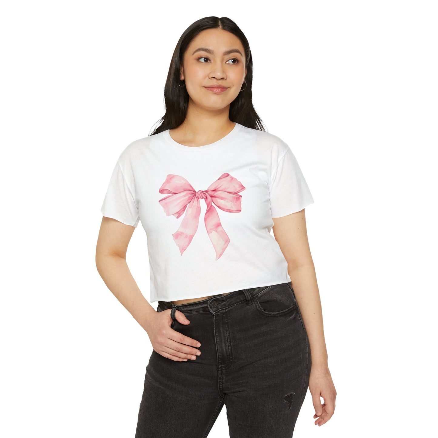 Pink Bow cropped t-shirt
