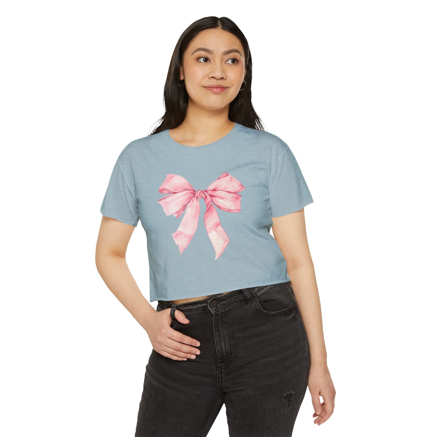Pink Bow cropped t-shirt
